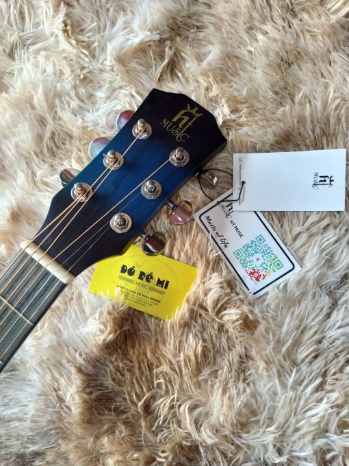 Đàn Guitar Acoustic HT MUSIC màu xanh viền - Hình ảnh 3